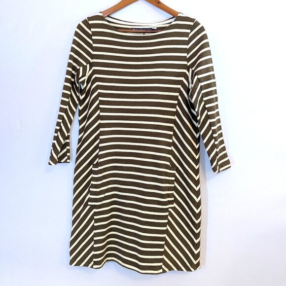 Petit Bateau | 3/4 Length Sleeve Cotton Dress French Minimalist Stripes | Small - Picture 7 of 15